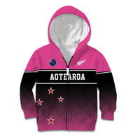 Custom New Zealand Women Cricket Kid Hoodie Pink Simple Style