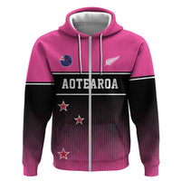 Custom New Zealand Women Cricket Zip Hoodie Pink Simple Style