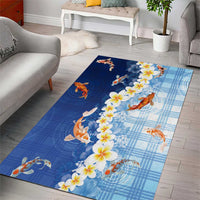 Hawaii And Japan Area Rug Plumeria Lei With Koi Fish Blue LT05 - Polynesian Pride
