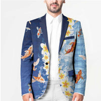 Hawaii And Japan Blazer Plumeria Lei With Koi Fish Blue - Polynesian Pride