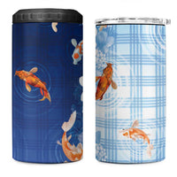 Hawaii And Japan 4 in 1 Can Cooler Tumbler Plumeria Lei With Koi Fish Blue LT05 One Size: 16 oz Blue - Polynesian Pride