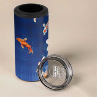 Hawaii And Japan 4 in 1 Can Cooler Tumbler Plumeria Lei With Koi Fish Blue LT05 - Polynesian Pride