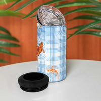Hawaii And Japan 4 in 1 Can Cooler Tumbler Plumeria Lei With Koi Fish Blue LT05 - Polynesian Pride