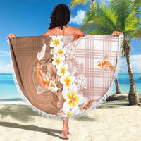 Hawaii And Japan Beach Blanket Plumeria Lei With Koi Fish Beige LT05 - Polynesian Pride