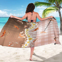 Hawaii And Japan Sarong Plumeria Lei With Koi Fish Beige LT05 - Polynesian Pride
