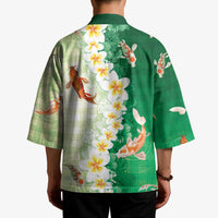 Hawaii And Japan Kimono Plumeria Lei With Koi Fish Green LT05 - Polynesian Pride