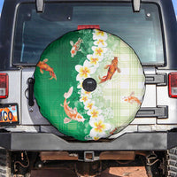 Hawaii And Japan Spare Tire Cover Plumeria Lei With Koi Fish Green LT05 Green - Polynesian Pride