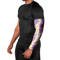 Hawaii And Japan Arm Sleeves Plumeria Lei With Koi Fish Purple - Polynesian Pride