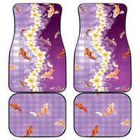 Hawaii And Japan Car Mats Plumeria Lei With Koi Fish Purple LT05 - Polynesian Pride