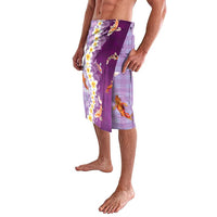 Hawaii And Japan Lavalava Plumeria Lei With Koi Fish Purple LT05 - Polynesian Pride