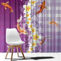 Hawaii And Japan Window Curtain Plumeria Lei With Koi Fish Purple LT05 - Polynesian Pride