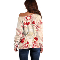 Siva Samoa Off Shoulder Sweater Samoan Taupou With Polynesian Pattern LT05 - Polynesian Pride