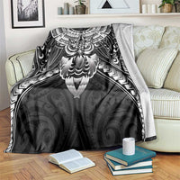 New Zealand Morepork Blanket Maori Pattern Black LT05 Black - Polynesian Pride