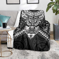 New Zealand Morepork Blanket Maori Pattern Black LT05 - Polynesian Pride