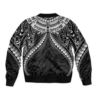 New Zealand Morepork Bomber Jacket Maori Pattern Black LT05 - Polynesian Pride
