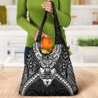 New Zealand Morepork Grocery Bag Maori Pattern Black