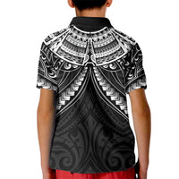 New Zealand Morepork Kid Polo Shirt Maori Pattern Black