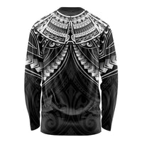 New Zealand Morepork Long Sleeve Shirt Maori Pattern Black