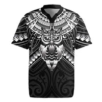 New Zealand Morepork Rugby Jersey Maori Pattern Black