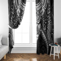 New Zealand Morepork Window Curtain Maori Pattern Black