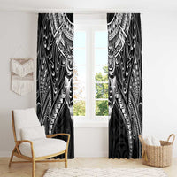 New Zealand Morepork Window Curtain Maori Pattern Black