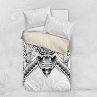 New Zealand Morepork Bedding Set Maori Pattern White