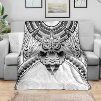 New Zealand Morepork Blanket Maori Pattern White LT05 - Polynesian Pride