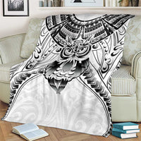 New Zealand Morepork Blanket Maori Pattern White LT05 - Polynesian Pride
