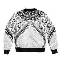 New Zealand Morepork Bomber Jacket Maori Pattern White LT05 - Polynesian Pride