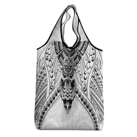 New Zealand Morepork Grocery Bag Maori Pattern White