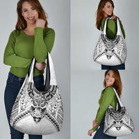 New Zealand Morepork Grocery Bag Maori Pattern White