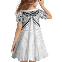 New Zealand Morepork Kid Short Sleeve Dress Maori Pattern White LT05 - Polynesian Pride