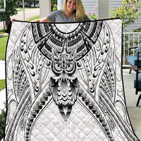 New Zealand Morepork Quilt Maori Pattern White LT05 White - Polynesian Pride