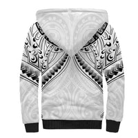 New Zealand Morepork Sherpa Hoodie Maori Pattern White