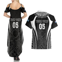 Custom Fiji Rugby Couples Matching Summer Maxi Dress and Hawaiian Shirt Fijian Warrior Black LT05 - Polynesian Pride