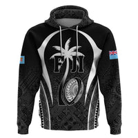 Custom Fiji Rugby Hoodie Fijian Warrior Black