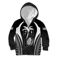 Custom Fiji Rugby Kid Hoodie Fijian Warrior Black