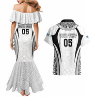 Custom Fiji Rugby Couples Matching Mermaid Dress and Hawaiian Shirt Fijian Warrior White LT05 - Polynesian Pride