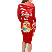 Custom Tonga Rugby Family Matching Long Sleeve Bodycon Dress and Hawaiian Shirt Kupesi Ngatu Pattern