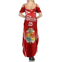 Custom Tonga Rugby Summer Maxi Dress Kupesi Ngatu Pattern LT05 - Polynesian Pride