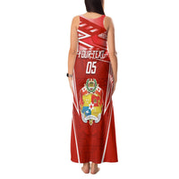 Custom Tonga Rugby Tank Maxi Dress Kupesi Ngatu Pattern LT05 - Polynesian Pride