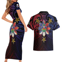 Haiti Philippines Couples Matching Short Sleeve Bodycon Dress and Hawaiian Shirt Haitian Coat Of Arms With Filipino Sun