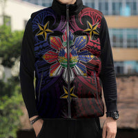 Haiti Philippines Sleeveless Puffer Jacket Haitian Coat Of Arms With Filipino Sun