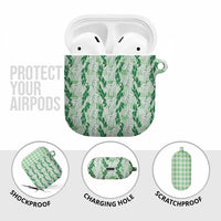 Hawaii Ti Leaf Maile Tuberose Lei AirPods Case With Hanalei Leaf Green