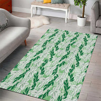 Hawaii Ti Leaf Maile Tuberose Lei Area Rug With Hanalei Leaf Green