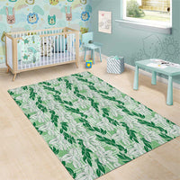 Hawaii Ti Leaf Maile Tuberose Lei Area Rug With Hanalei Leaf Green