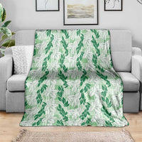 Hawaii Ti Leaf Maile Tuberose Lei Blanket With Hanalei Leaf Green