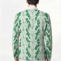 Hawaii Ti Leaf Maile Tuberose Lei Blazer With Hanalei Leaf Green