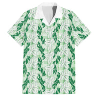 Hawaii Ti Leaf Maile Tuberose Lei Family Matching Mermaid Dress and Hawaiian Shirt With Hanalei Leaf Green LT05 Dad's Shirt - Short Sleeve Green - Polynesian Pride