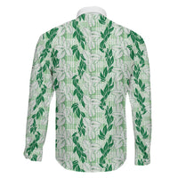 Hawaii Ti Leaf Maile Tuberose Lei Family Matching Tank Maxi Dress and Hawaiian Shirt With Hanalei Leaf Green LT05 - Polynesian Pride